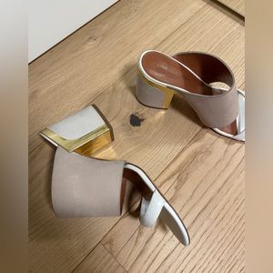 ❌❌ SOLD ❌❌ Rebecca Minkoff Metallic Leather & Suede Mule Sandals
